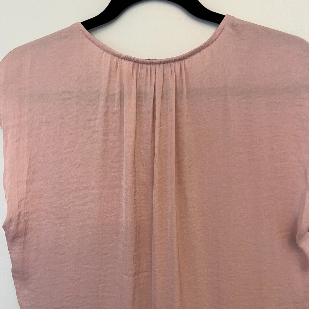 Anthropologie Maison d"Amelie Pale Pink Satin Cap Sleeve Blouse, Size Medium - Picture 4 of 8